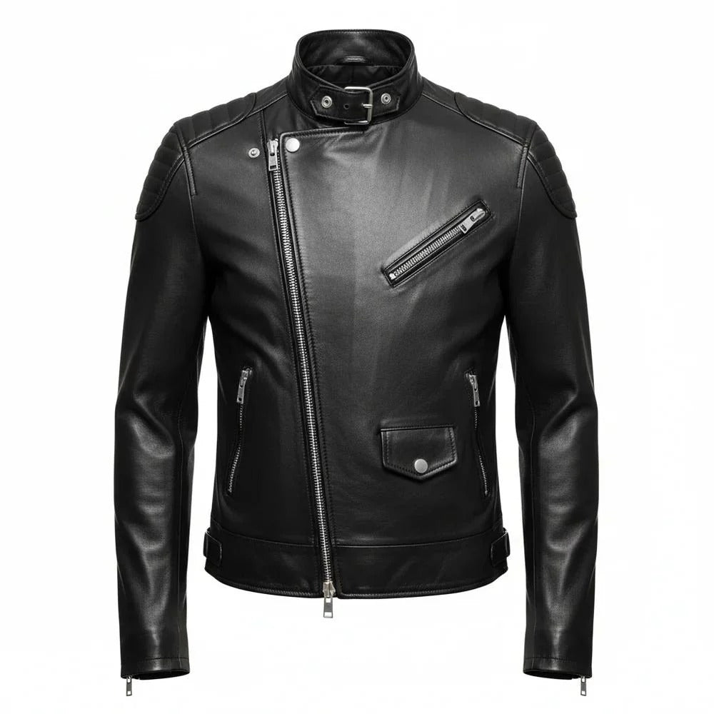 Premium schwarze Lederjacke